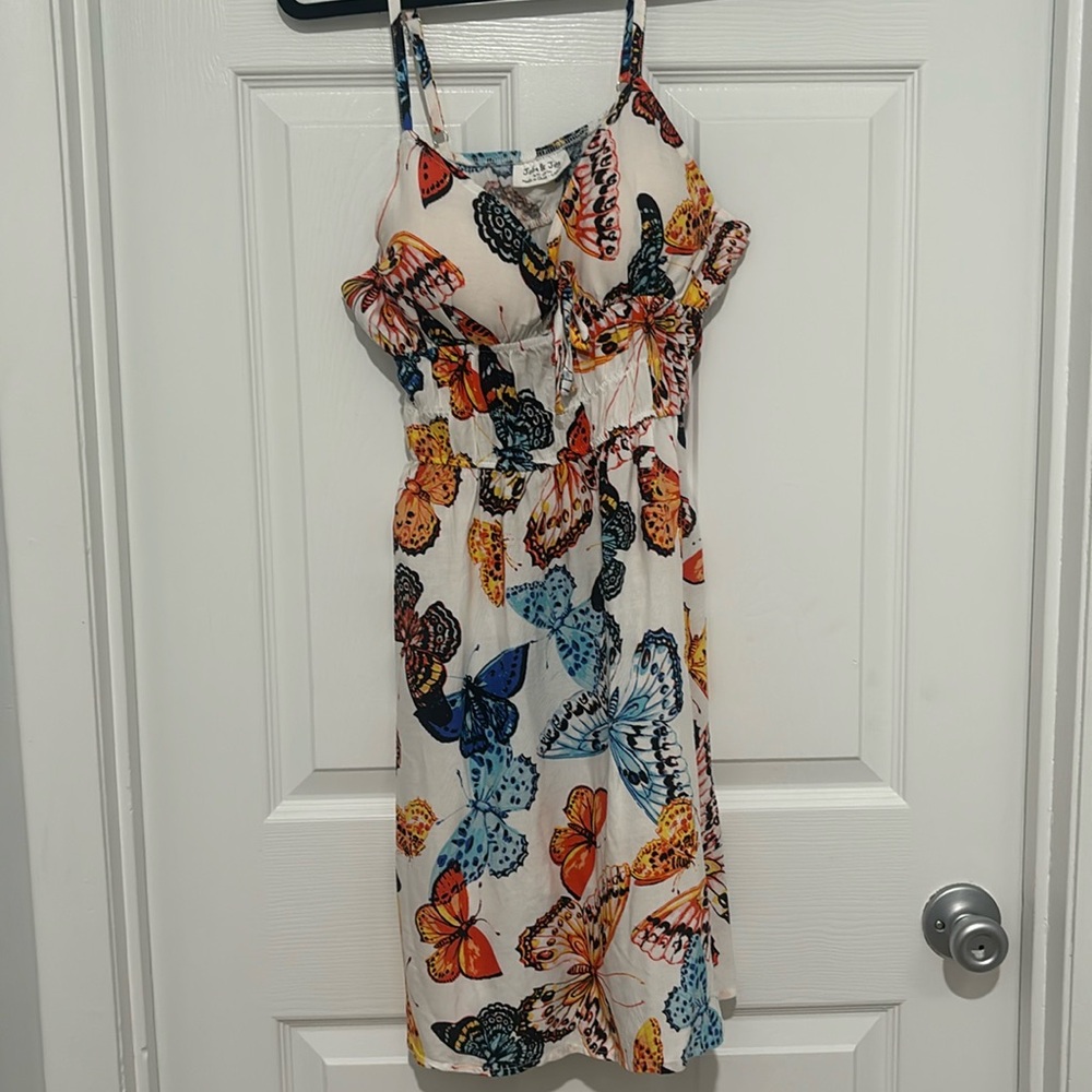 Butterfly spaghetti strap short dress